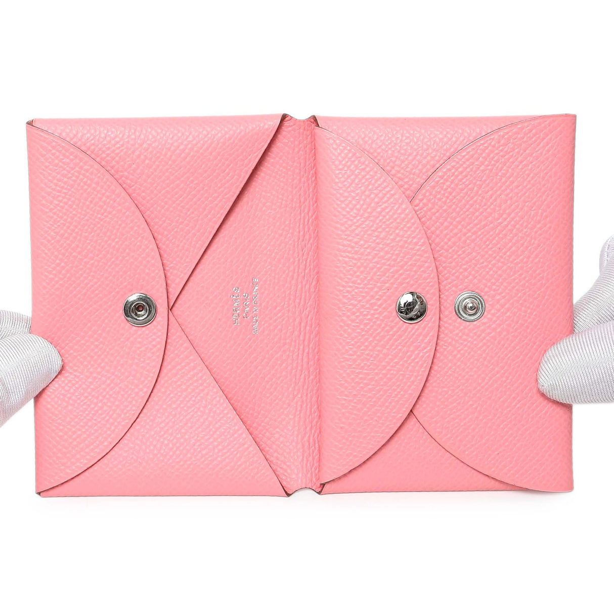 Hermes Pink Epsom Calvi Duo Card Case Accessories Hermes