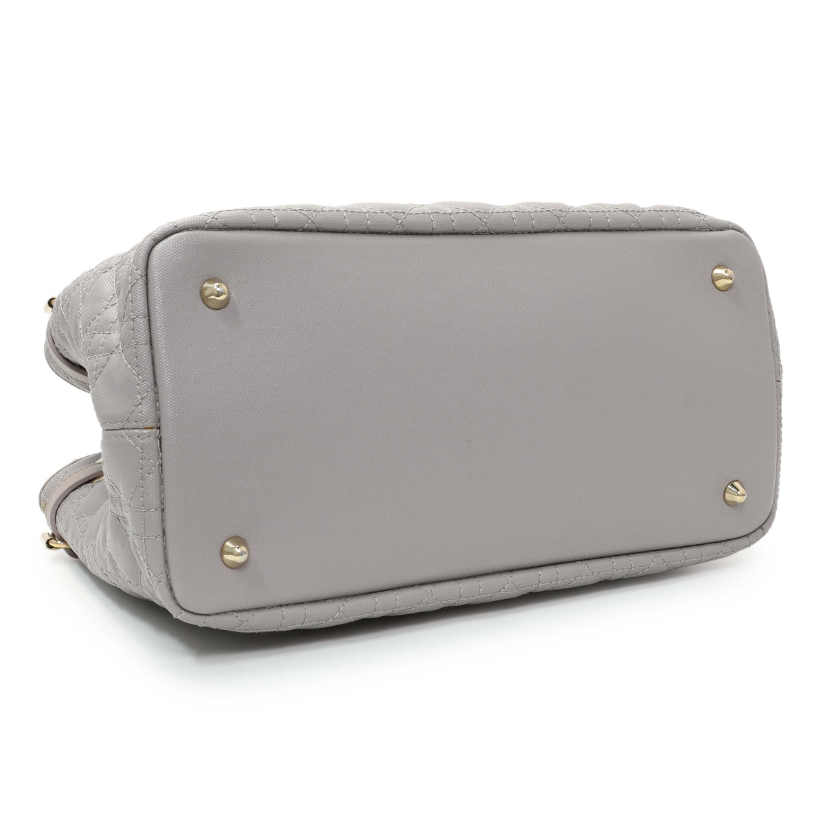 Christian Dior Grey Coated Canvas Cannage Small Panarea Tote Handbags Christian Dior