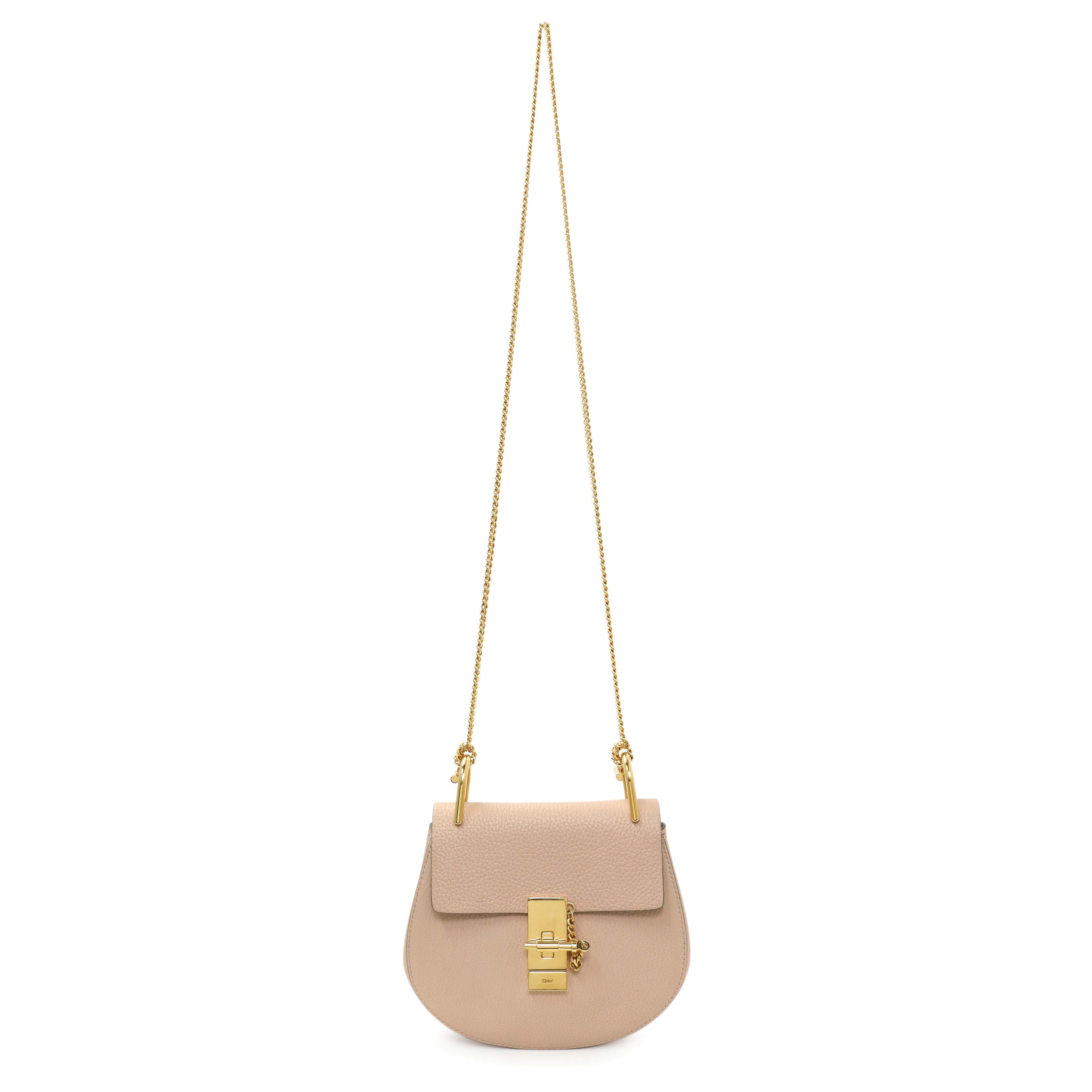 Chloe Light Pink Grained Lambskin Mini Drew Shoulder Bag – Modaselle