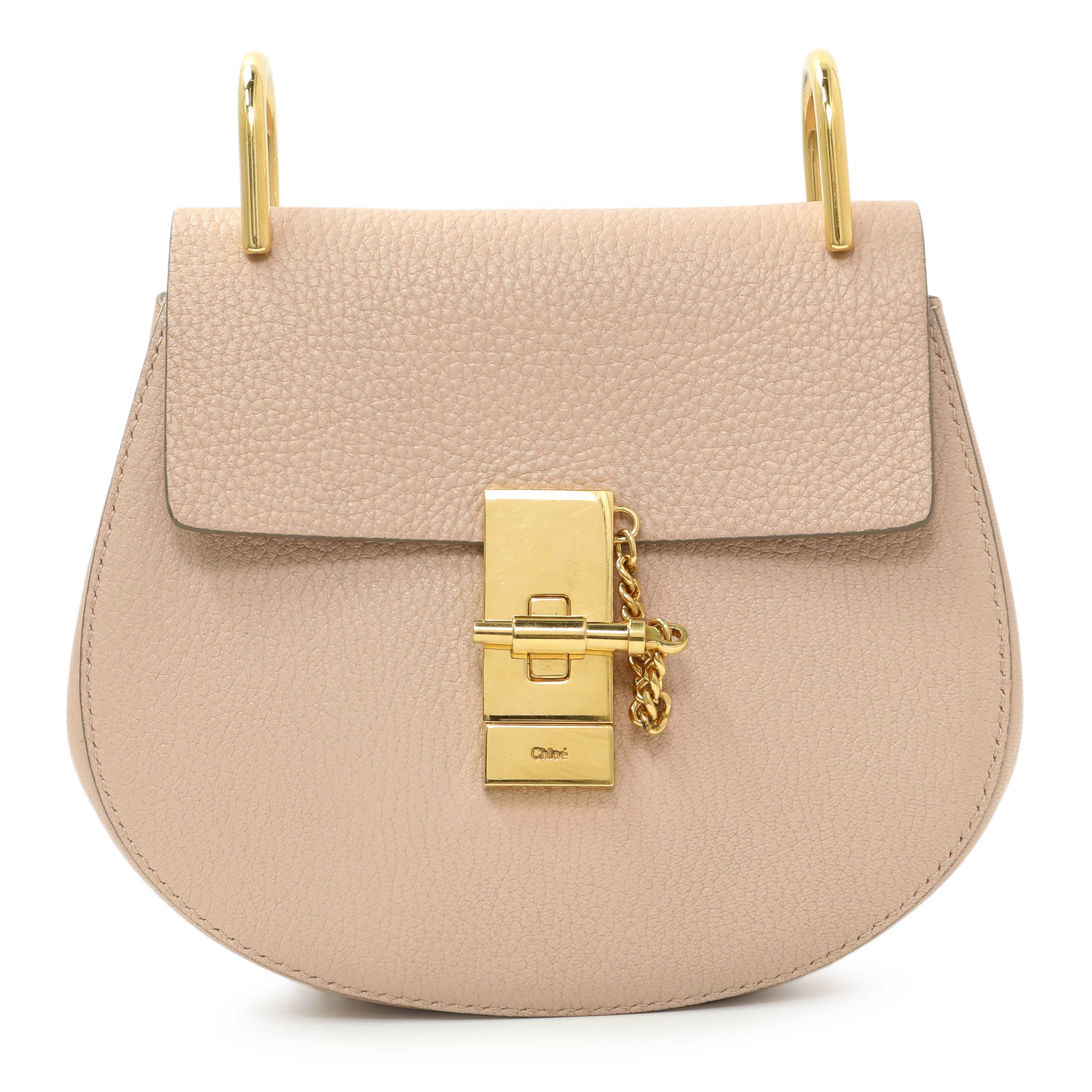 Chloe Light Pink Grained Lambskin Mini Drew Shoulder Bag – Modaselle