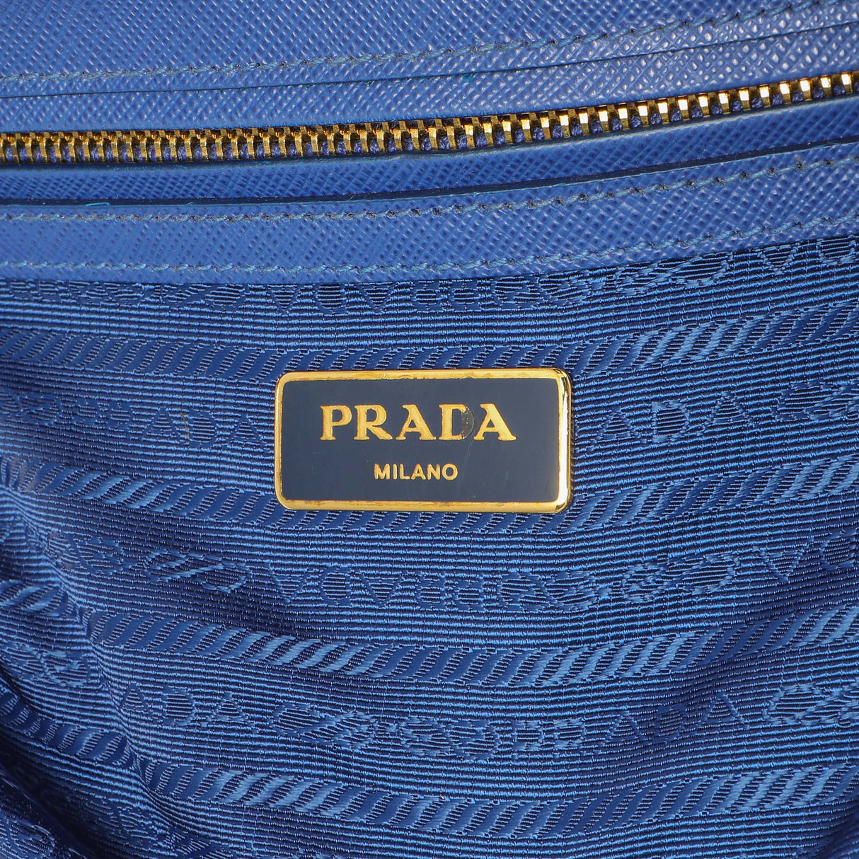 Prada Blue Saffiano Small Galleria Double Zip Tote