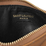 Saint Laurent Brown Grain De Poudre Matelasse Chevron Monogram Fragments Zippered Card Case Accessories Saint Laurent