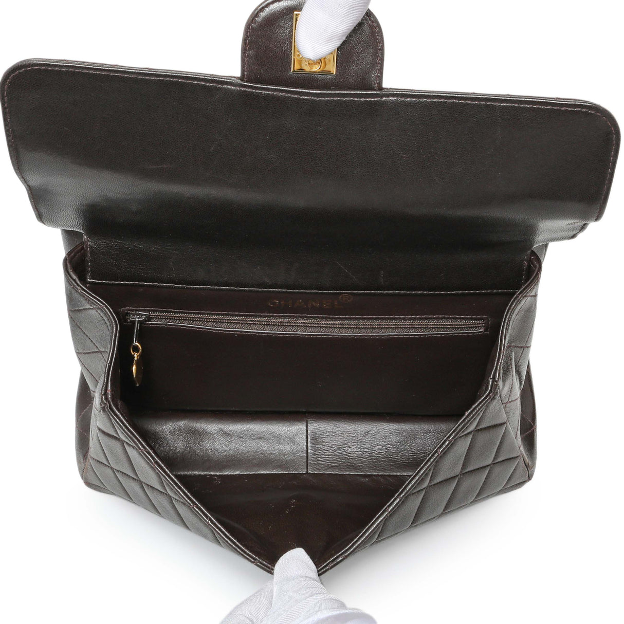 Chanel Brown Quilted Lambskin Vintage Double Sided Flap Handbags Chanel