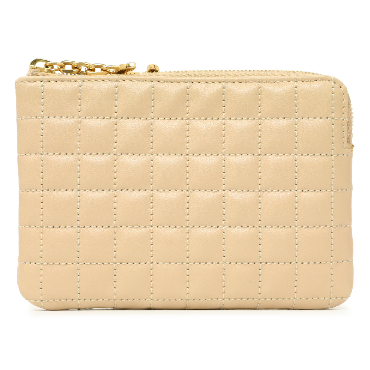 Celine Nude Calfskin Quilted C Charm Coin Card Pouch