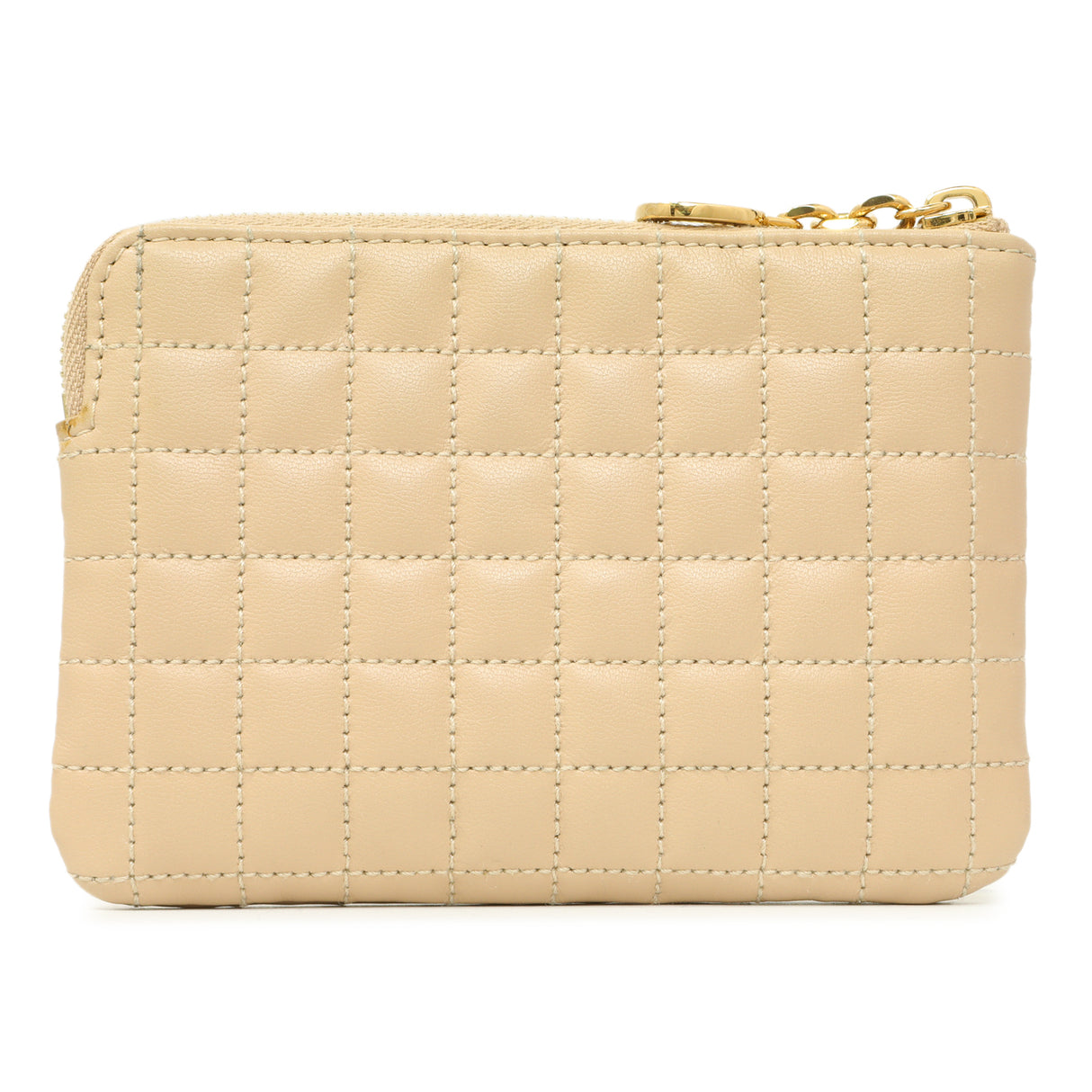 Celine Nude Calfskin Quilted C Charm Coin Card Pouch