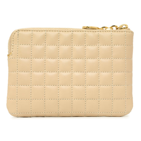 Celine Nude Calfskin Quilted C Charm Coin Card Pouch