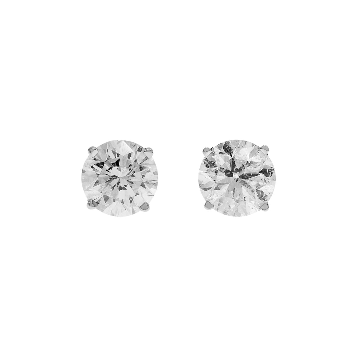 14K White Gold 3.26 Carat Diamond Stud Earrings