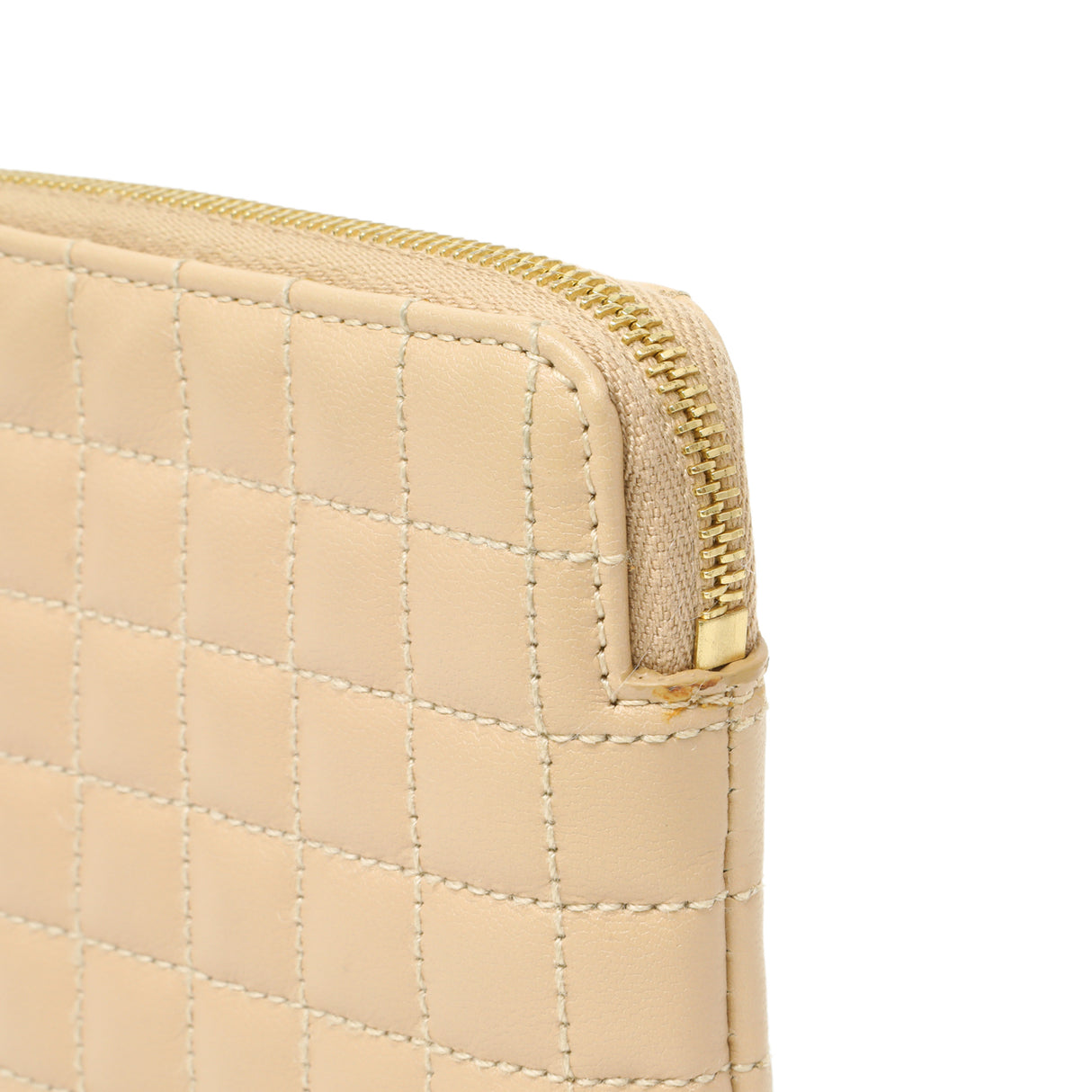 Celine Nude Calfskin Quilted C Charm Coin Card Pouch