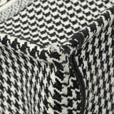 Christian Dior Black White Houndstooth Canvas Medium Book Tote