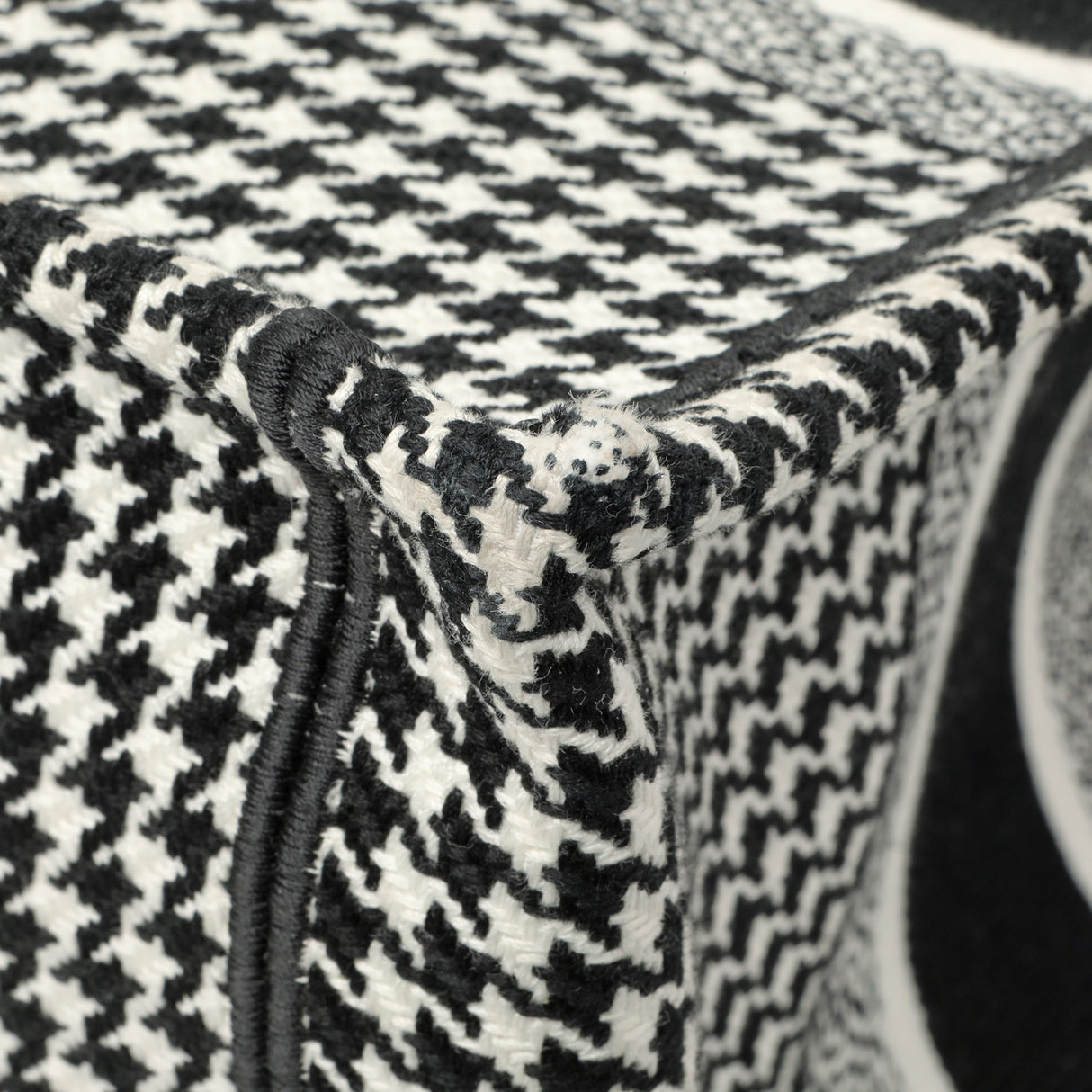 Christian Dior Black White Houndstooth Canvas Medium Book Tote