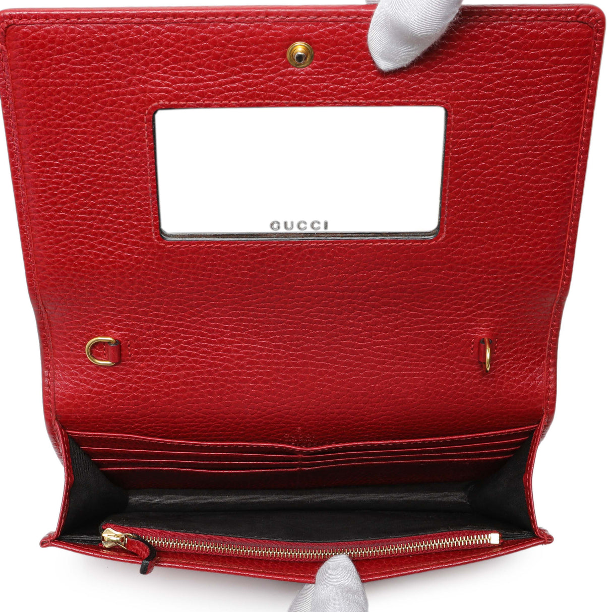 Gucci Hibiscus Red Dollar Calfskin Mini GG Marmont Chain Wallet Handbags Gucci