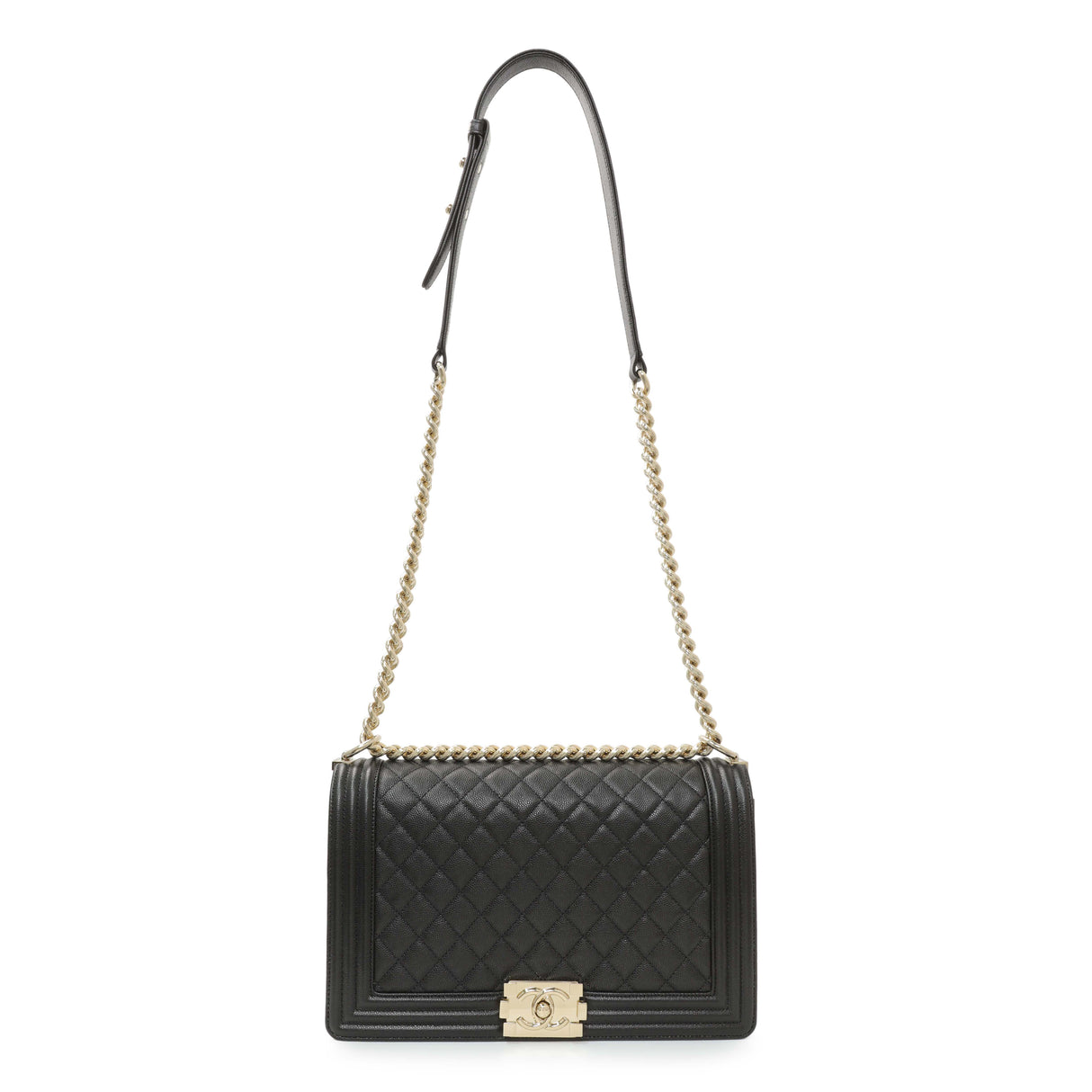 Chanel Black Quilted Caviar New Medium Boy Flap Handbags Chanel