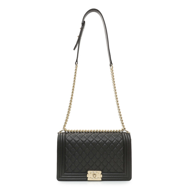 Chanel Black Quilted Caviar New Medium Boy Flap Handbags Chanel