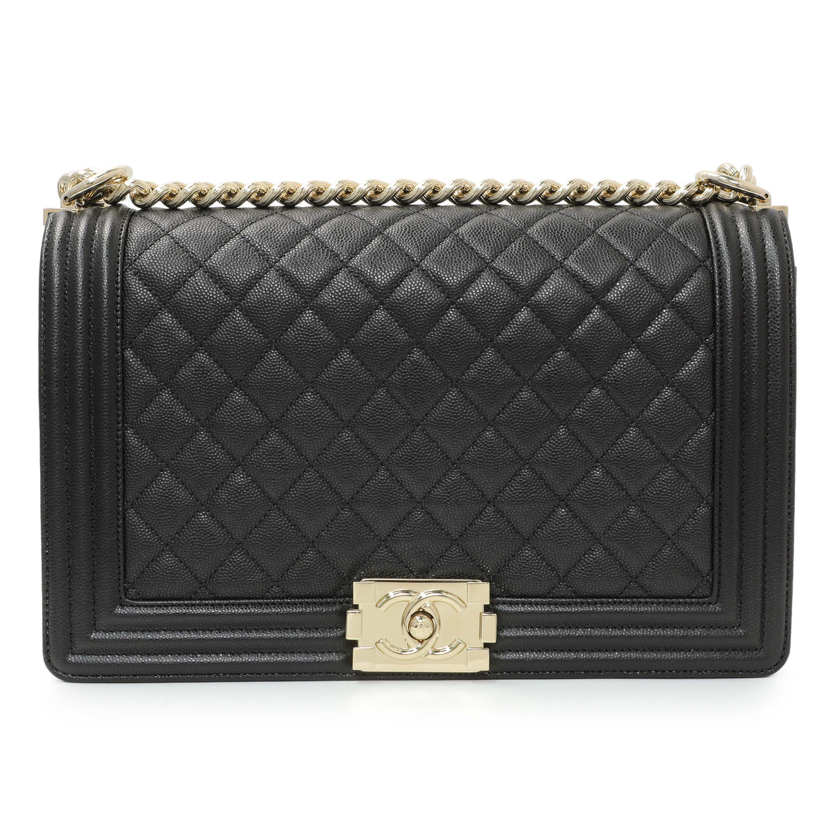 Chanel Black Quilted Caviar New Medium Boy Flap Handbags Chanel
