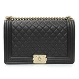 Chanel Black Quilted Caviar New Medium Boy Flap Handbags Chanel