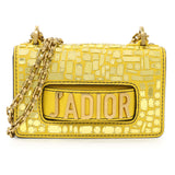 Christian Dior Yellow Suede Mosaic of Mirrors Mini J'Adior Chain Flap Handbags Christian Dior
