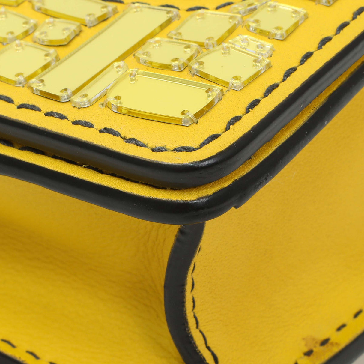 Christian Dior Yellow Suede Mosaic of Mirrors Mini J'Adior Chain Flap Handbags Christian Dior