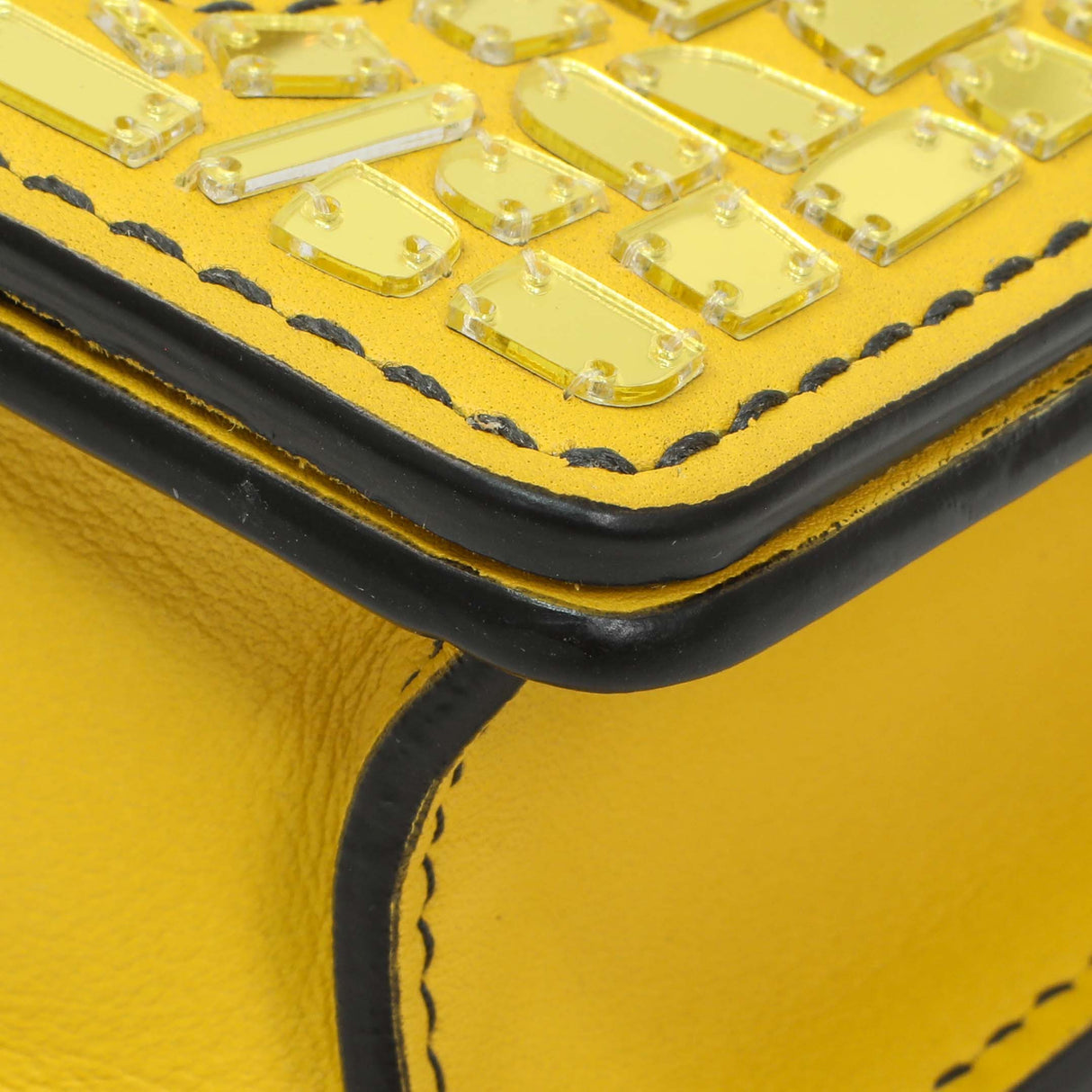 Christian Dior Yellow Suede Mosaic of Mirrors Mini J'Adior Chain Flap Handbags Christian Dior