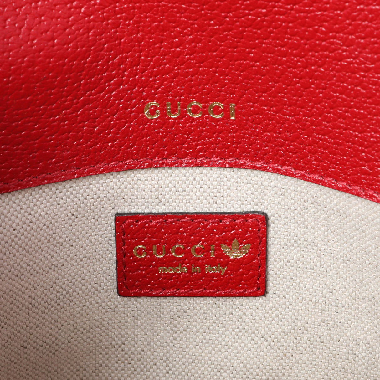 Gucci X Adidas Textured Dollar Calfskin Web Trefoil Mini Horsebit 1955 Shoulder Bag Black Red Handbags Gucci