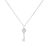 Tiffany & Co. Sterling Silver Diamond Heart Key Pendant Necklace