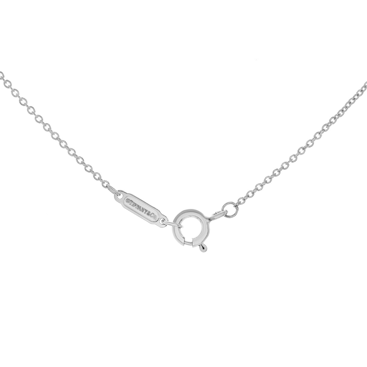 Tiffany & Co. Sterling Silver Diamond Heart Key Pendant Necklace