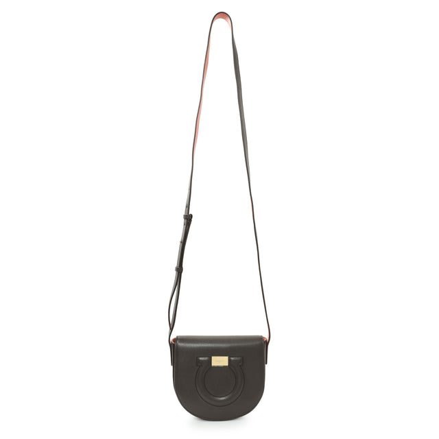 Salvatore Ferragamo Brown Calfskin Gancini Crossbody Handbags Salvatore Ferragamo