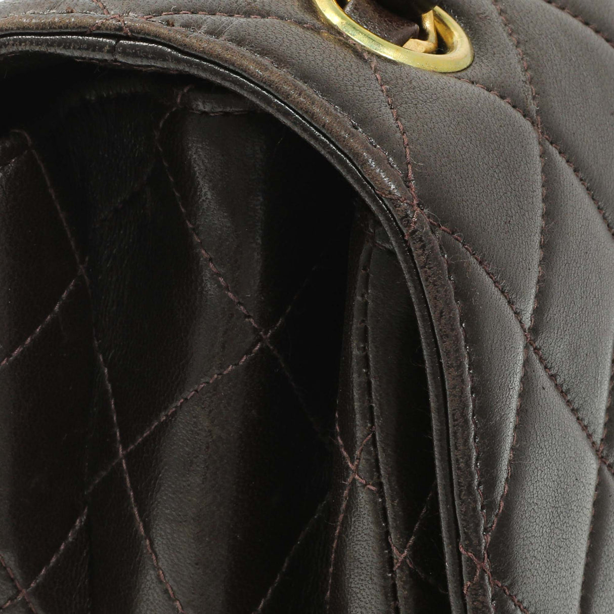 Chanel Brown Quilted Lambskin Vintage Double Sided Flap Handbags Chanel