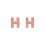 Hermes Rose Gold Pink Lacquer Pop H Earrings