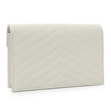 Saint Laurent Crema Grain De Poudre Matelasse Chevron Monogram Envelope Chain Wallet Handbags Saint Laurent