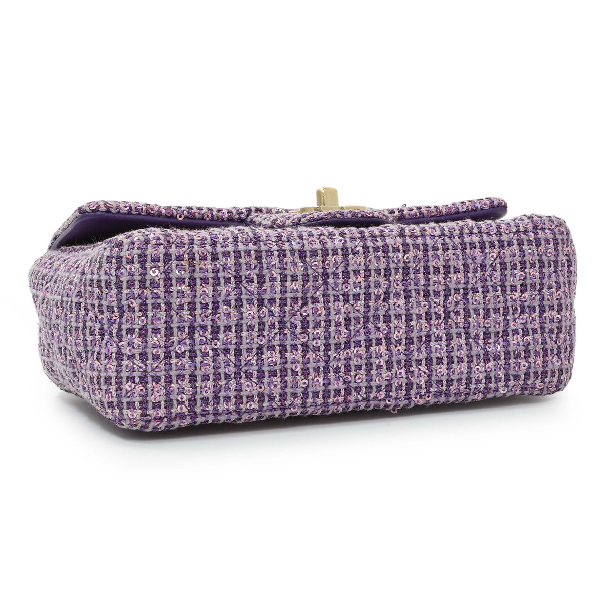 Chanel Purple Tweed Sequin Mini Rectangular Flap Handbags Chanel