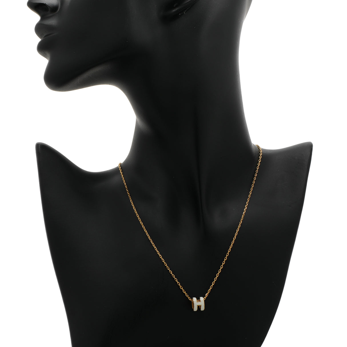 Hermes Gold White Lacquer Mini Pop H Pendant Necklace Designer Jewellery Hermes