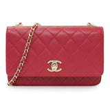 Chanel Dark Pink Quilted Lambskin Trendy CC Wallet On Chain Handbags Chanel