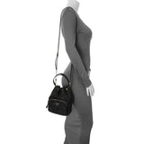 Prada Black Re-Nylon Saffiano Duet Bucket Crossbody Bag Handbags Prada