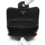 Chanel Black Lambskin Top Handle Flap Coin Purse With Chain
