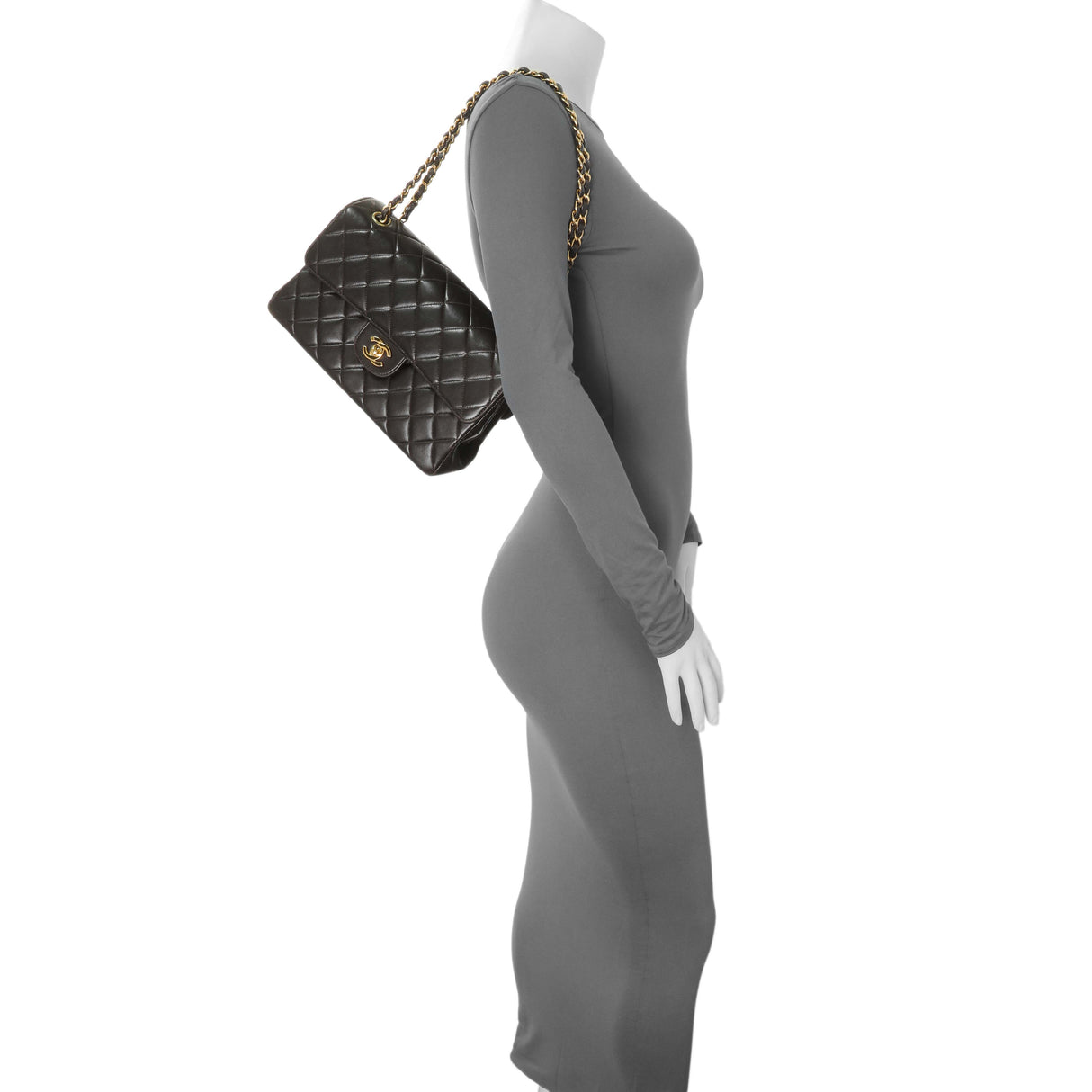 Chanel Brown Quilted Lambskin Vintage Double Sided Flap Handbags Chanel