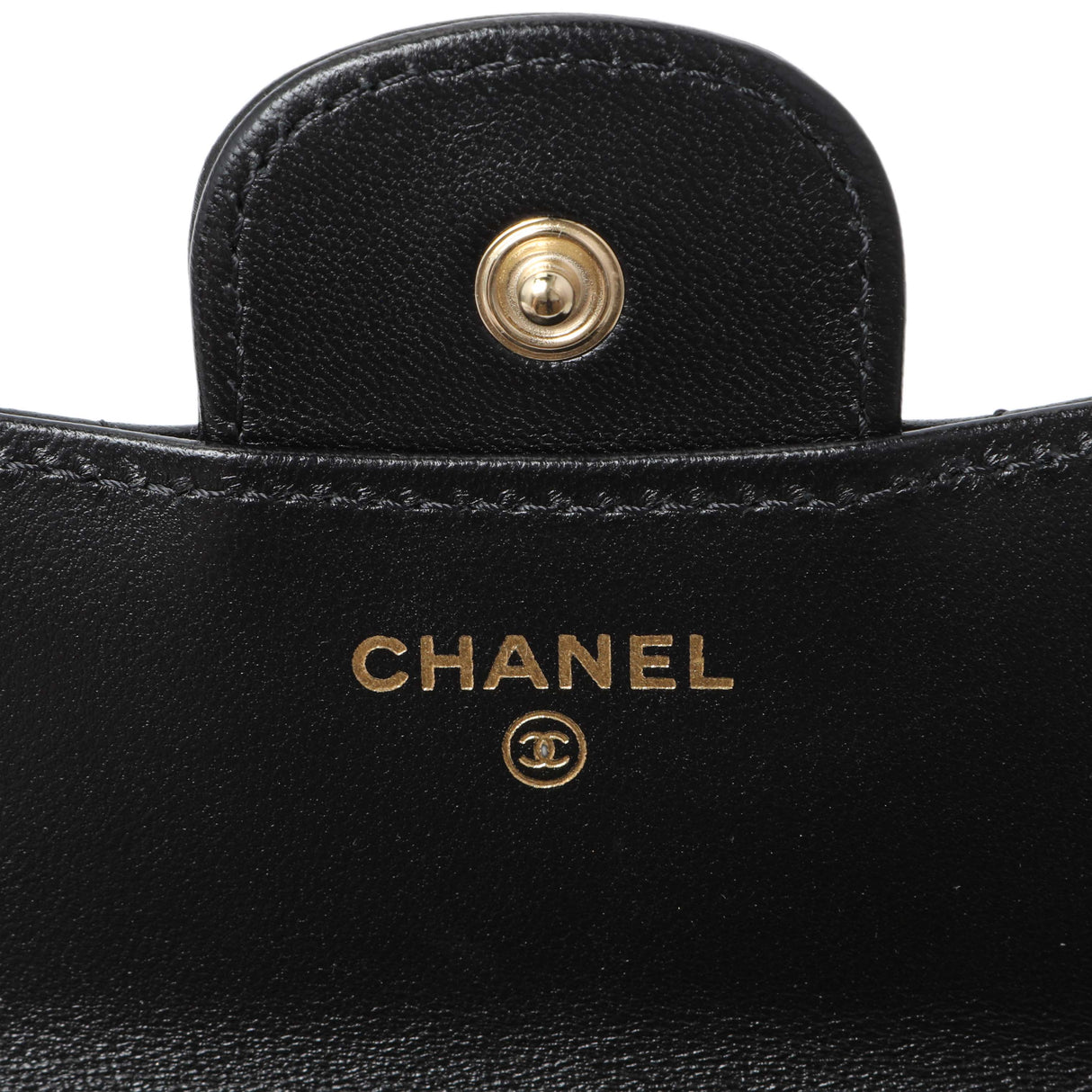 Chanel Black Lambskin Top Handle Flap Coin Purse With Chain