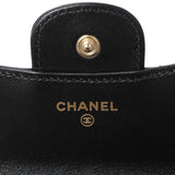 Chanel Black Lambskin Top Handle Flap Coin Purse With Chain