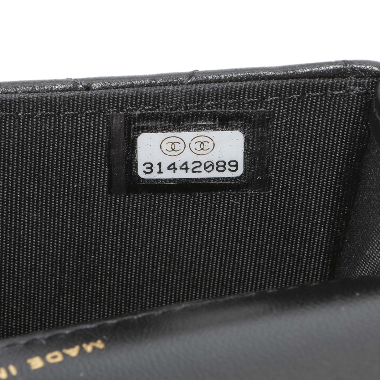 Chanel Black Lambskin Top Handle Flap Coin Purse With Chain