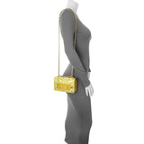 Christian Dior Yellow Suede Mosaic of Mirrors Mini J'Adior Chain Flap Handbags Christian Dior