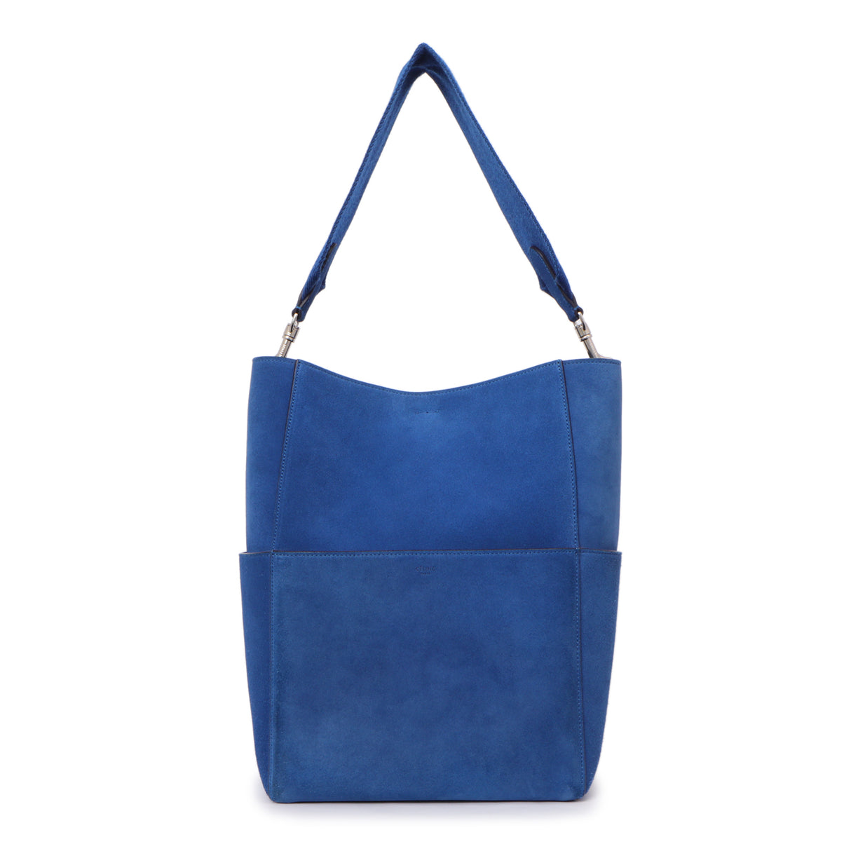 Celine Blue Suede Sangle Bucket Bag