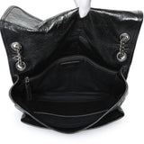 Saint Laurent Black Crinkled Calfskin Matelasse Monogram Large Niki Chain Satchel Handbags Saint Laurent