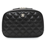 Chanel Black Caviar Quilted Medium Curvy Pouch Cosmetic Case Accessories Chanel
