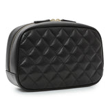 Chanel Black Caviar Quilted Medium Curvy Pouch Cosmetic Case Accessories Chanel