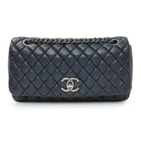 Chanel Blue Iridescent Calfskin Bubble Flap Handbags Chanel
