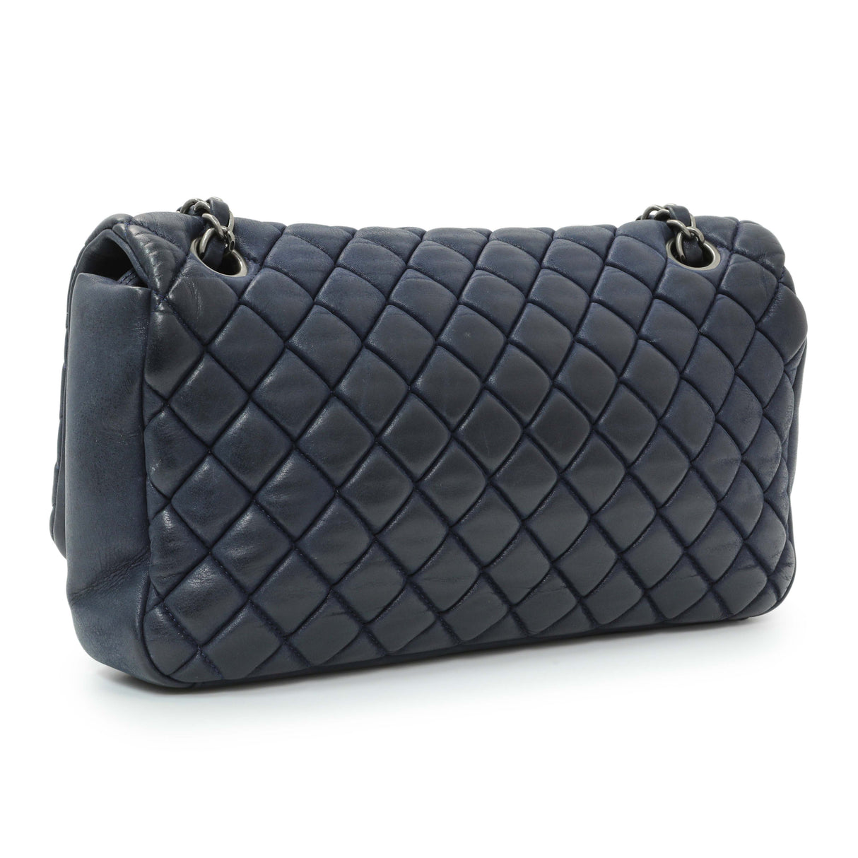 Chanel Blue Iridescent Calfskin Bubble Flap Handbags Chanel