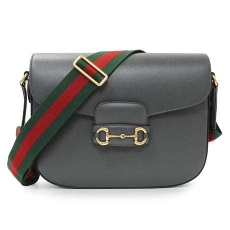 Gucci Grey Calfskin Large Horsebit 1955 Shoulder Bag Handbags Gucci
