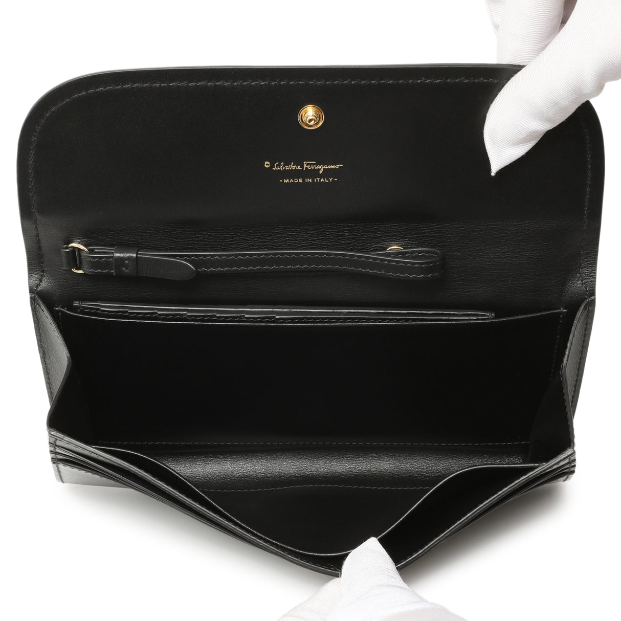 Salvatore Ferragamo Black Calfskin Vara Bow Wallet