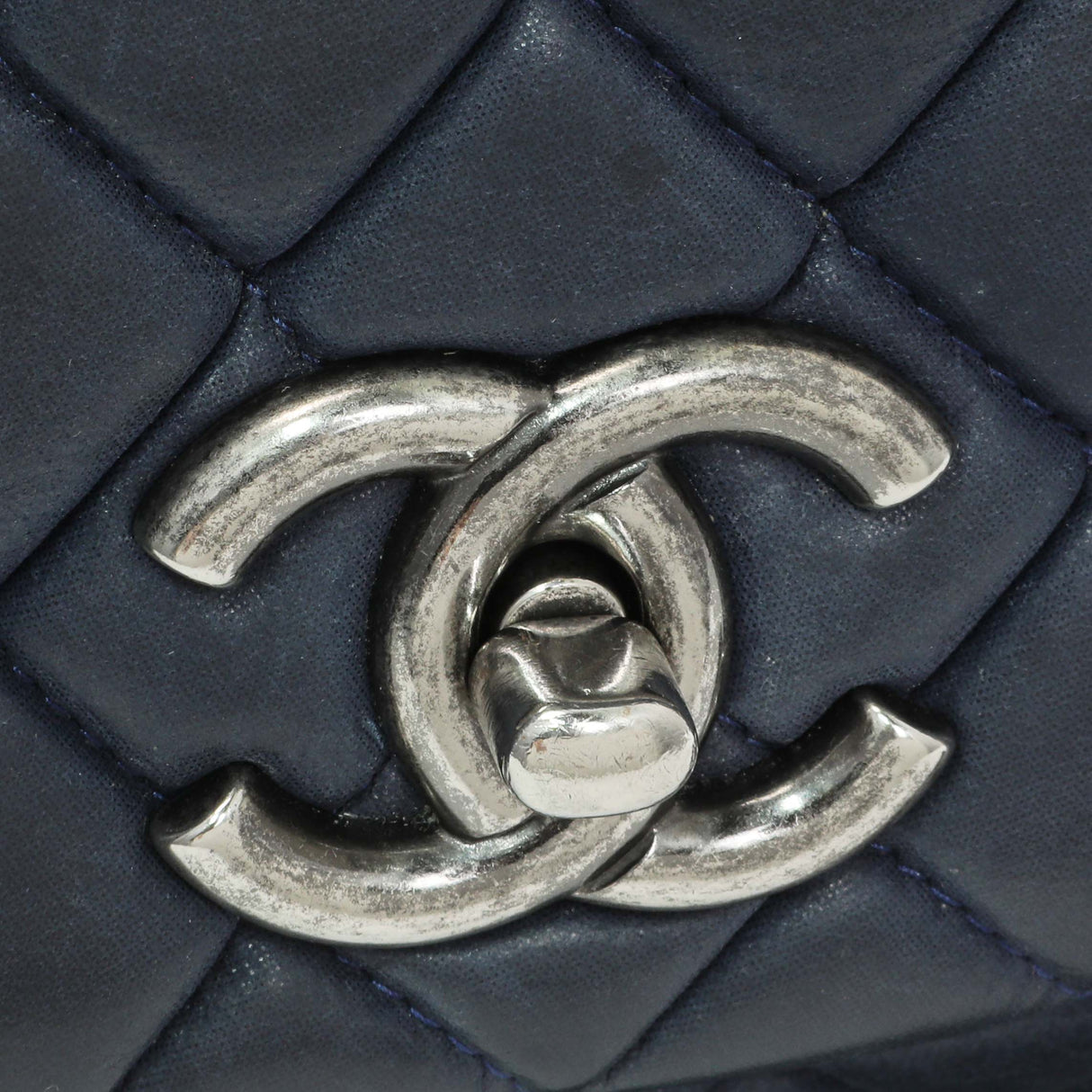 Chanel Blue Iridescent Calfskin Bubble Flap Handbags Chanel
