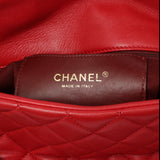 Chanel Red Quilted Lambskin Medium Just Mademoiselle Bowling Bag