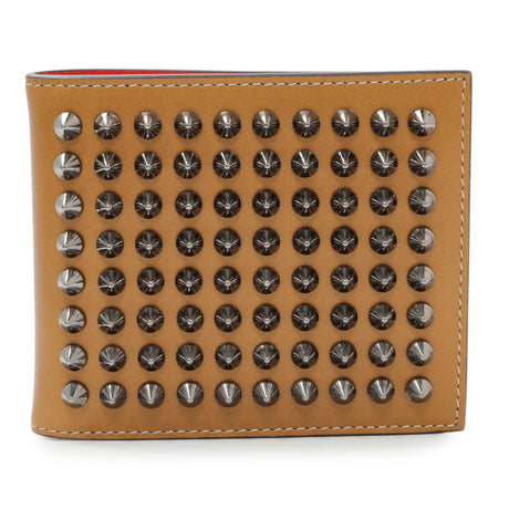 Christian Louboutin Tan Calfskin Spiked Bill Clip Wallet Accessories Christian Louboutin